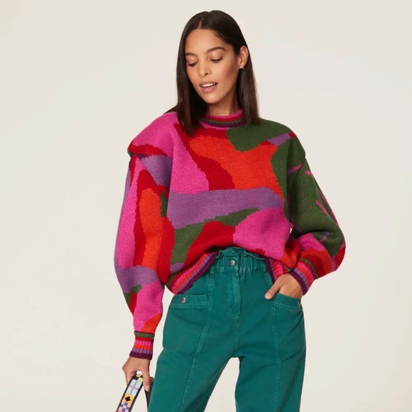 Farmrio Abstract Scarf Sweater M 